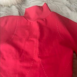 Carbon38 Pink High Low Bodysuit with Mandarin Collar